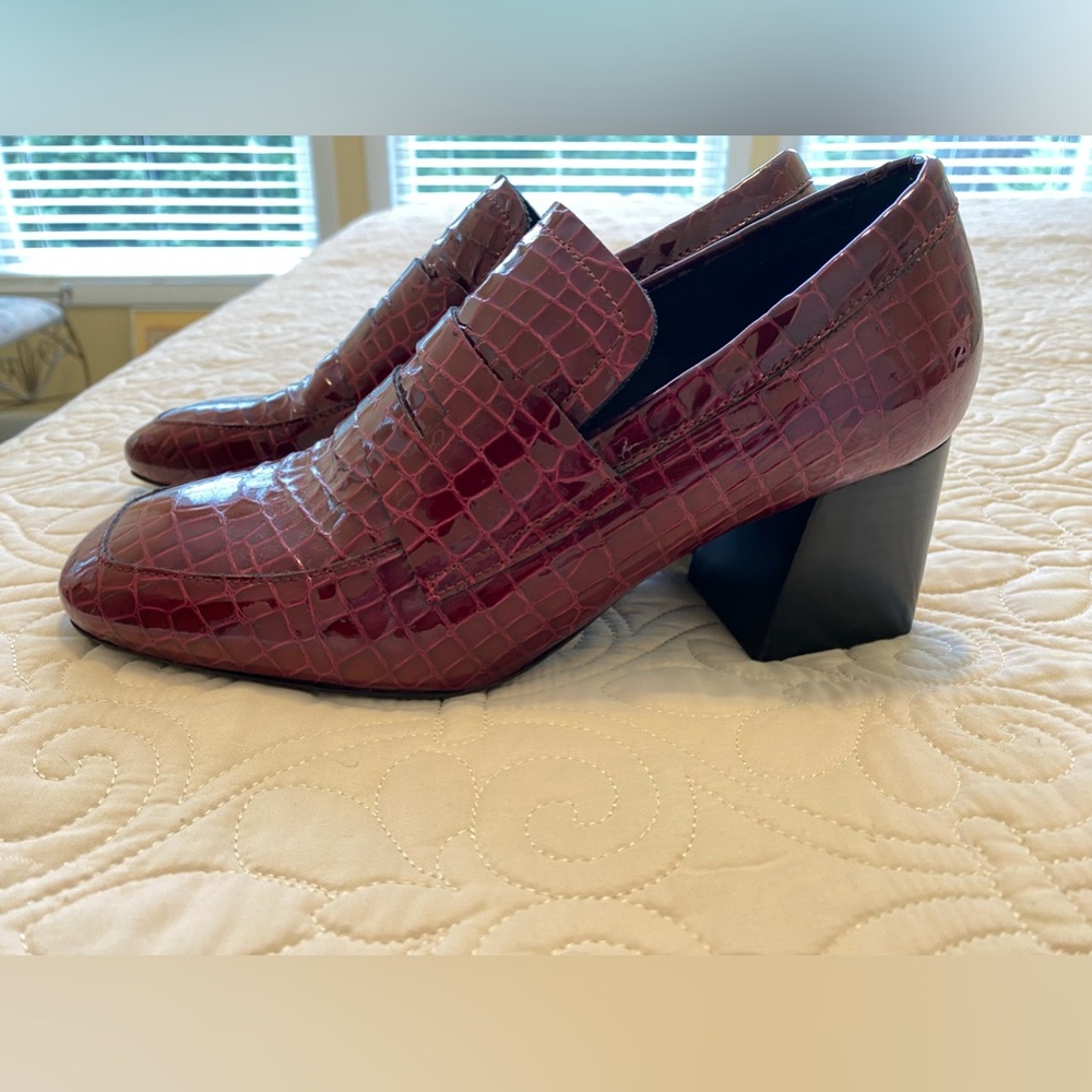 & Other stories red patent croc heeled loafers